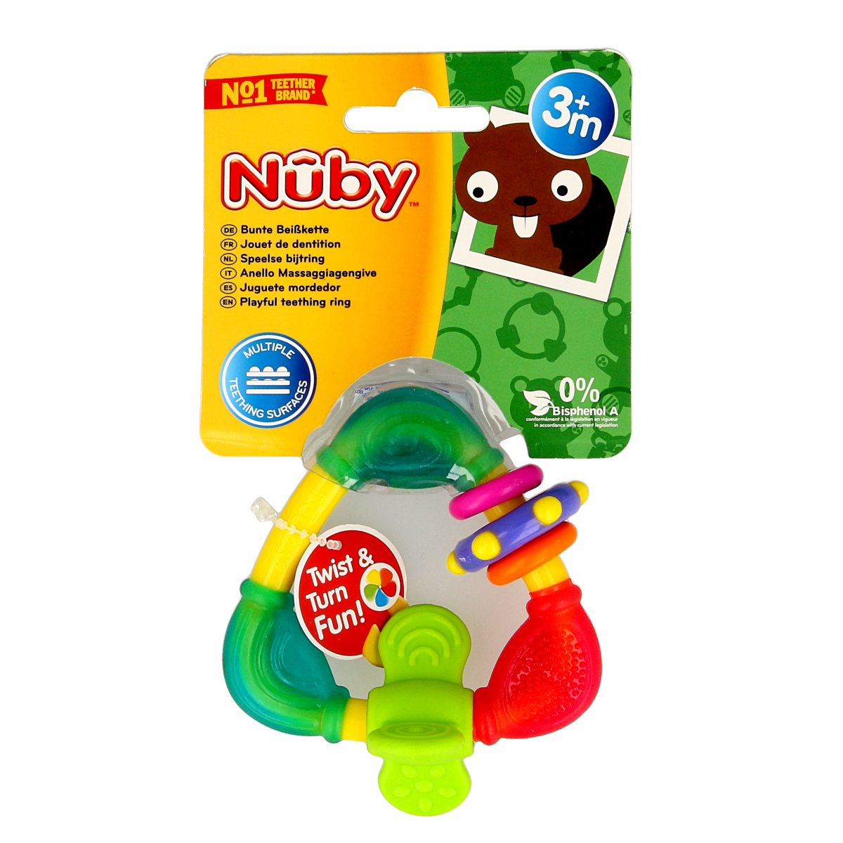Nuby Bijtfiguur driehoekig hard en zacht 1.00 Stuks