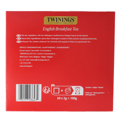 Twinings English breakfast envelop 50.00 Stuks