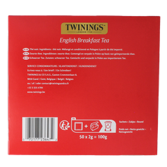 Twinings English breakfast envelop 50.00 Stuks