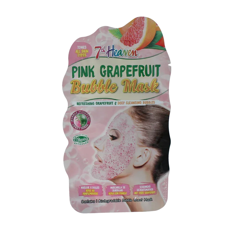 Montagne 7th Heaven face mask pink grapefruit bubble sheet 1 Stuks