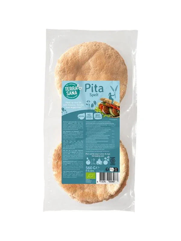 TerraSana Pitabroodjes spelt 8 stuks bio 560 Gram