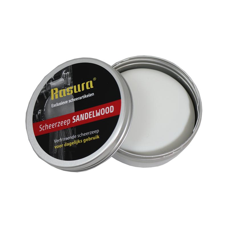 Rasura Scheerzeep sandelwood in blik 1.00 Stuks