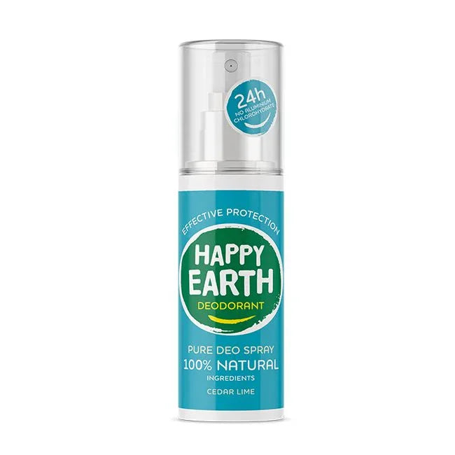 Happy Earth Pure deodorant spray cedar lime 100 Milliliter