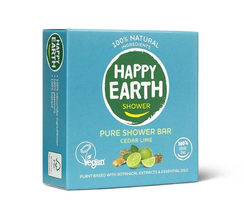 Happy Earth Shower bar cedar lime 90 Gram
