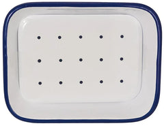 Tade Zeepbakje email met uitlekschaaltje wit/blauw 1 Stuks