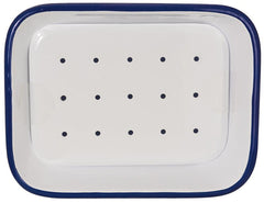 Tade Zeepbakje email met uitlekschaaltje wit/blauw 1 Stuks