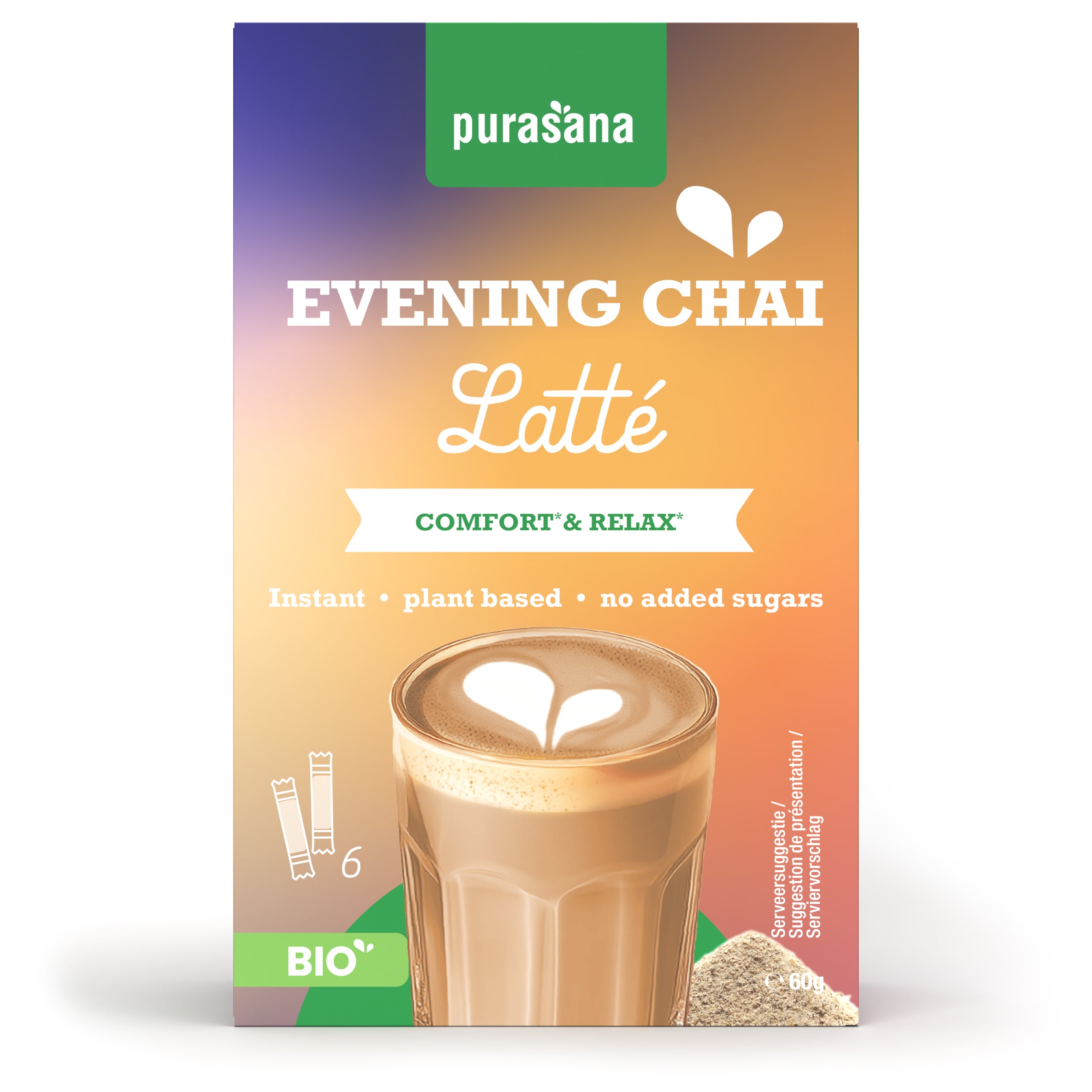 Purasana Instant evening chai latte 6x10g bio 60.00 Gram