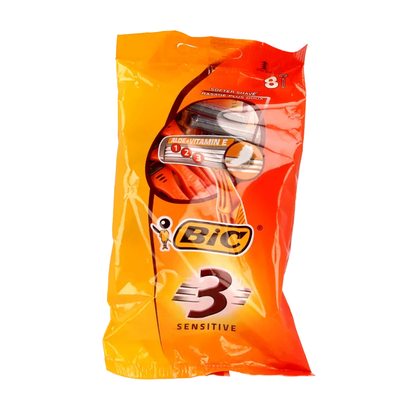 BIC 3 Sensitive pouch wegwerpscheermesjes 8 Stuks