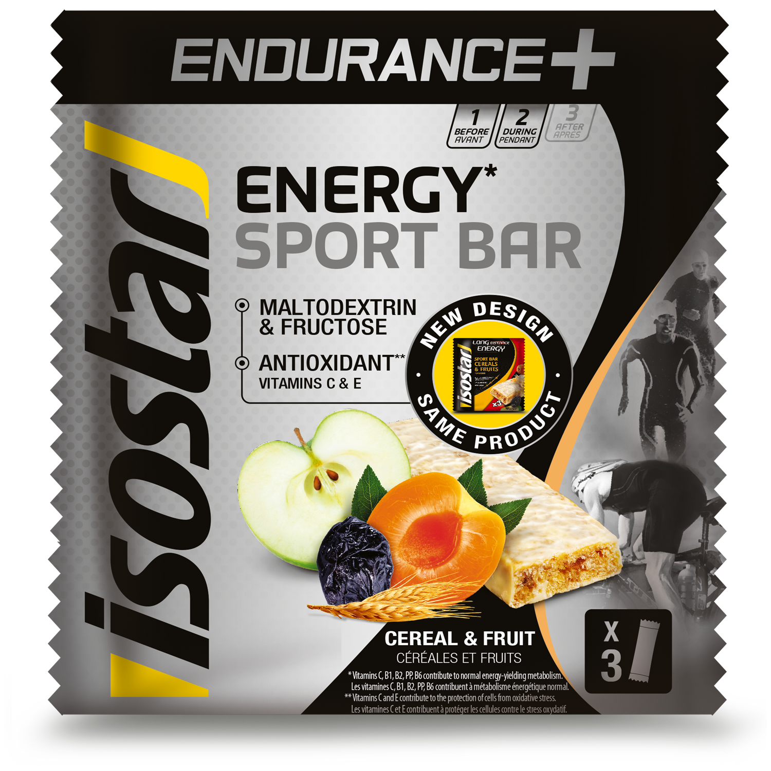 Isostar Endurance+ energy sport bar cereal & fruit 3 pack 120 Gram