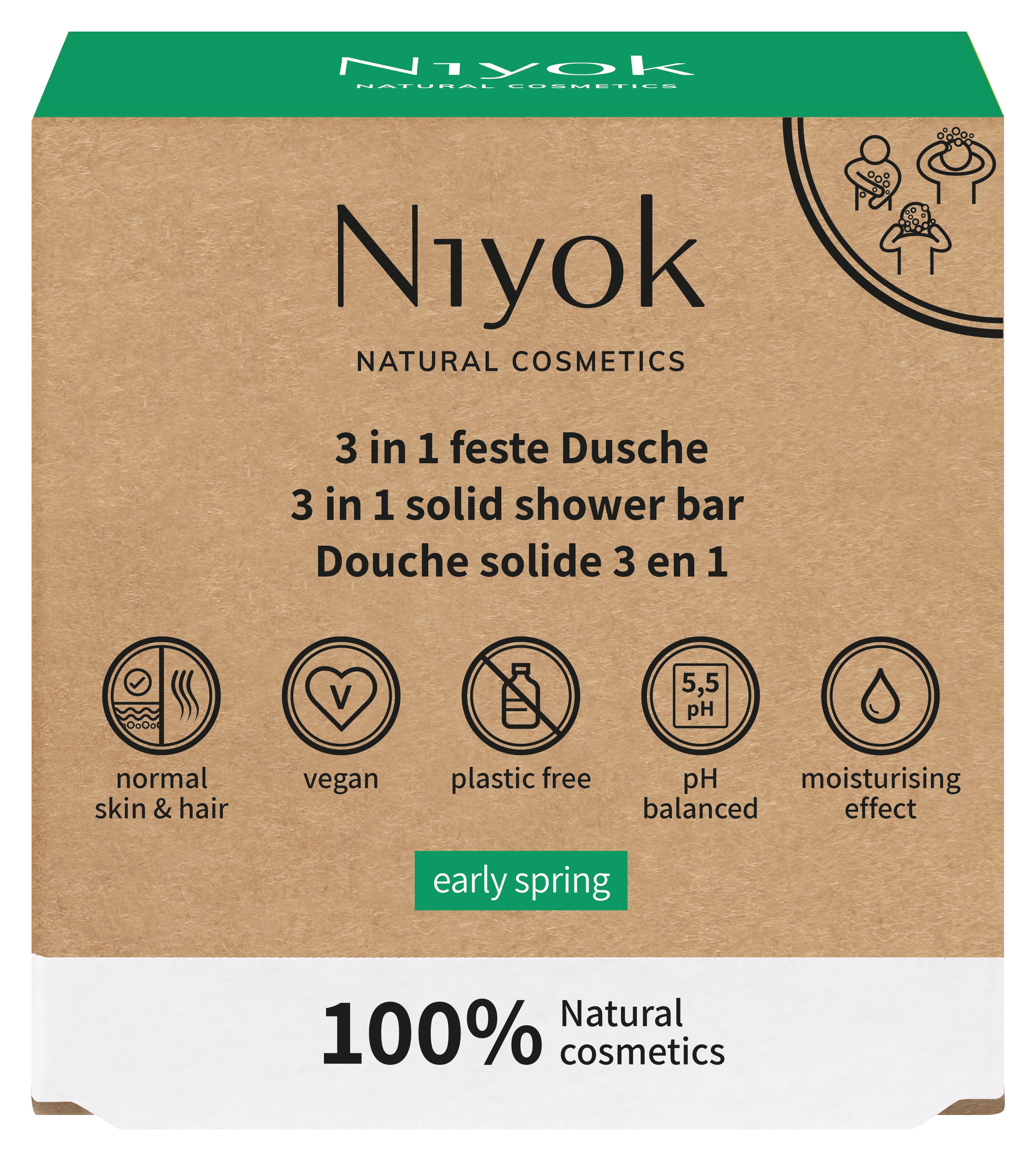 Niyok 3 in 1 body ,hair, face wash early spring 80.00 Gram