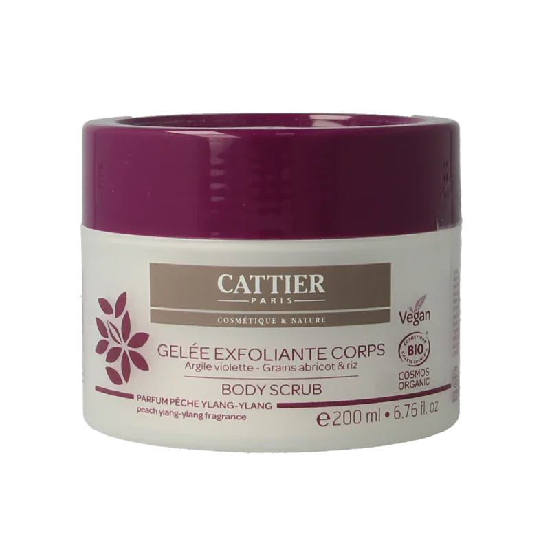 Cattier Body scrub perzik ylang ylang 200 Milliliter