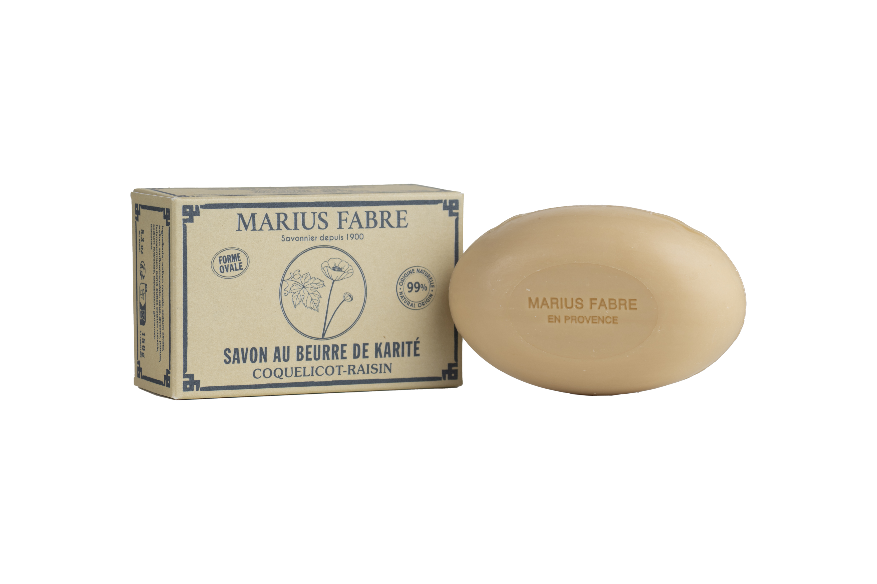 Marius Fabre Zeep ovaal papaver druif 150 Gram