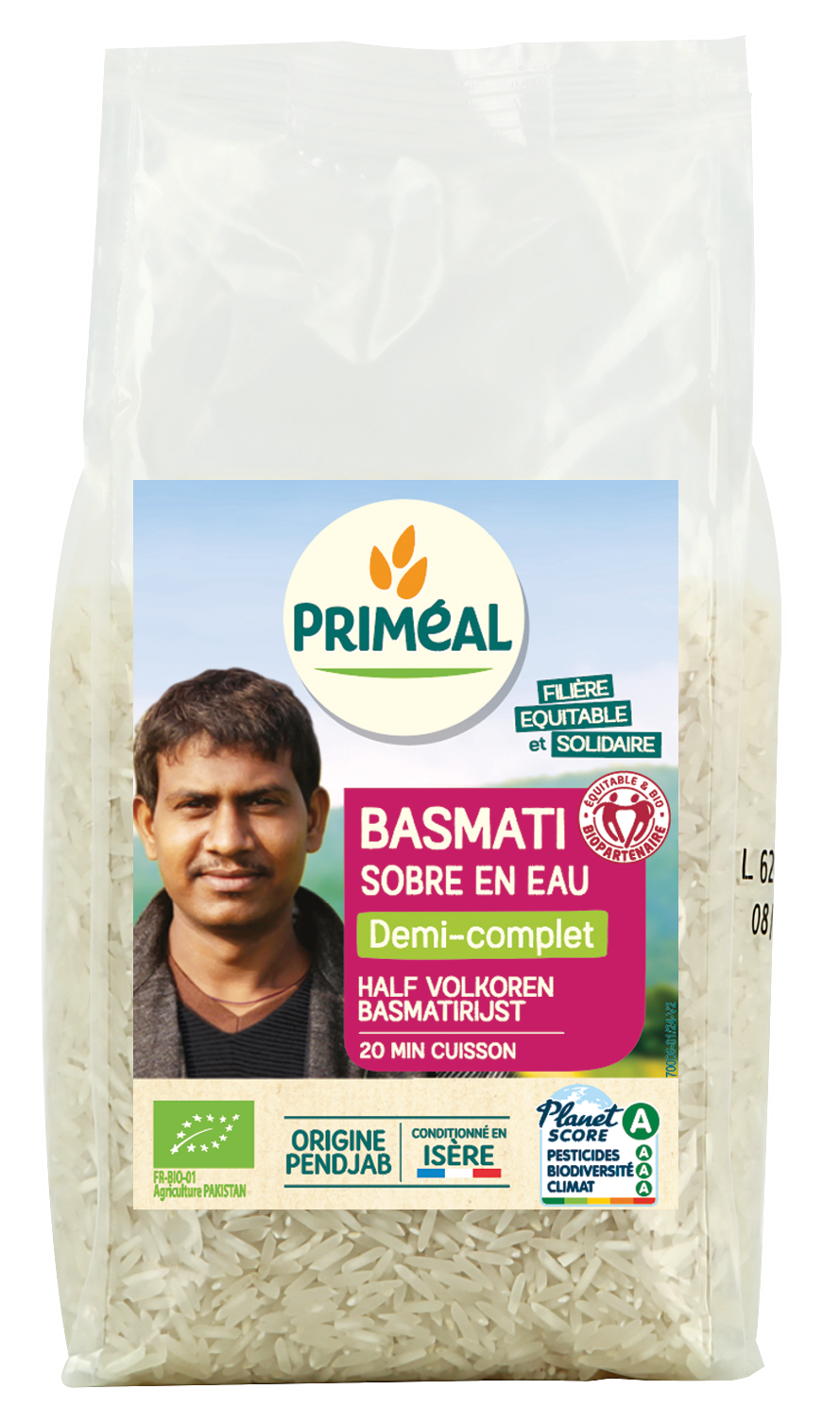 Primeal Halfvolkoren basmati rijst bio 1.00 Kilogram