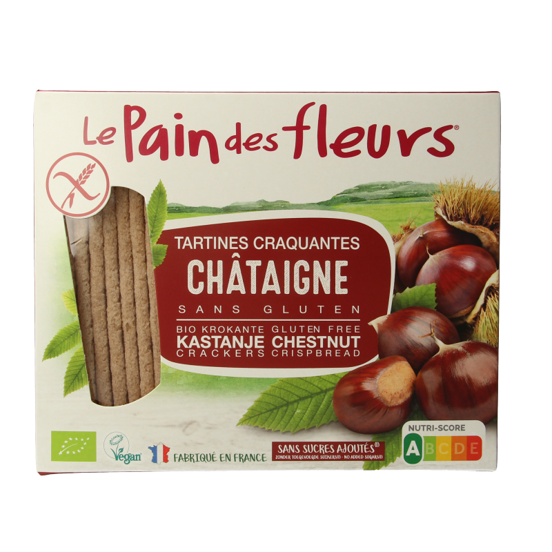 Pain Des Fleurs Krokante crackers kastanje glutenvrij bio 150 Gram