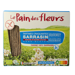 Pain Des Fleurs Krokante crackers boekweit zoutloos glutenvrij bio 150 Gram