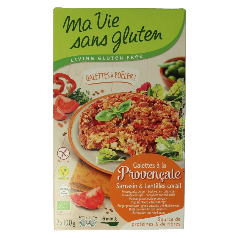 Ma Vie Sans Provencaalse burgers 2 x 100g glutenvrij vegan bio 2 Stuks