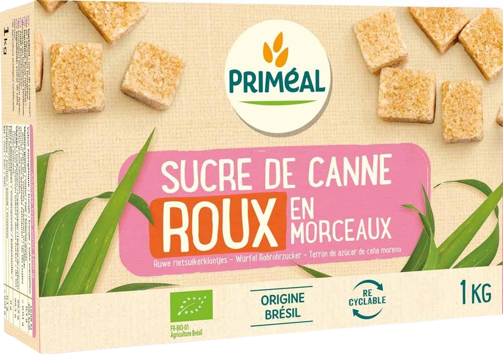 Primeal Bruine rietsuiker klontjes bio 1.00 Kilogram