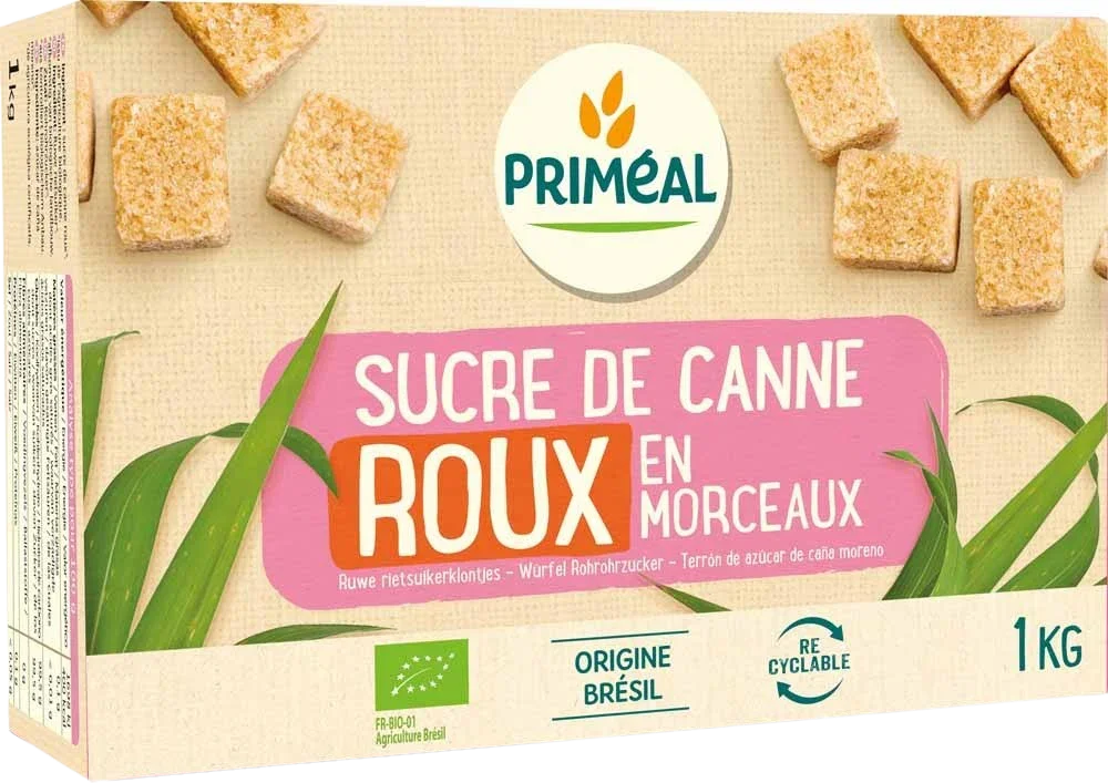 Primeal Bruine rietsuiker klontjes bio 1 Kilogram