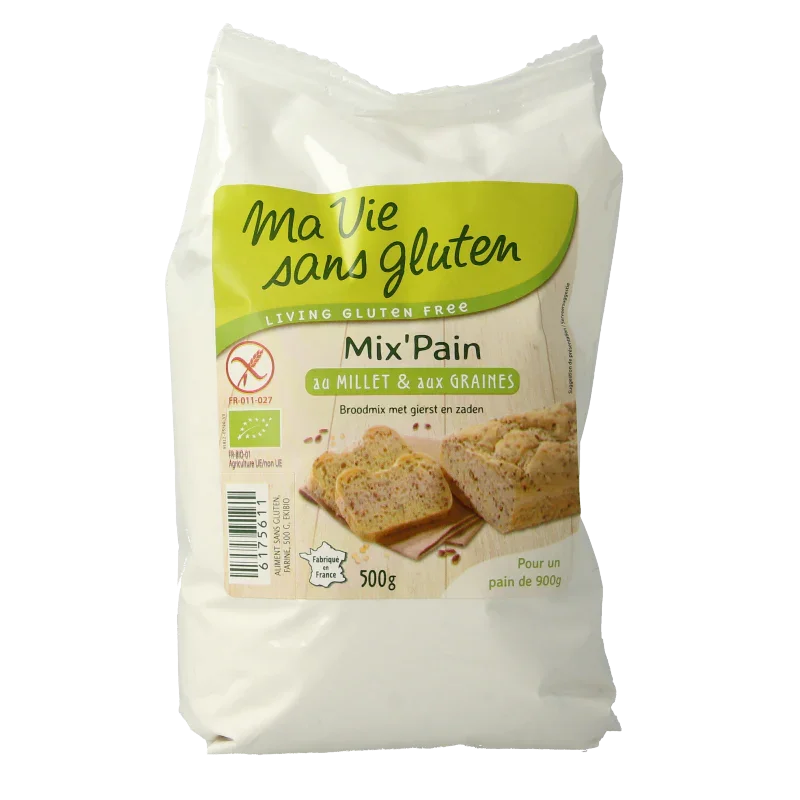 Ma Vie Sans Broodmeel met gierst en zaden glutenvrij bio 500 Gram