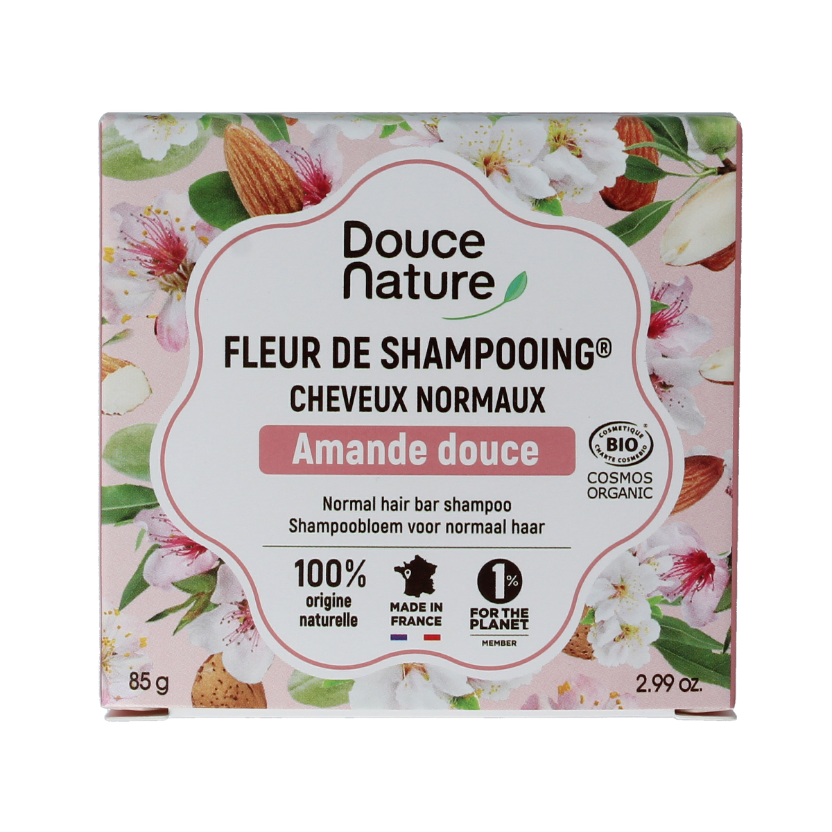 Douce Nature Shampoo bar normaal haar met zoete amandel bio 85.00 Gram