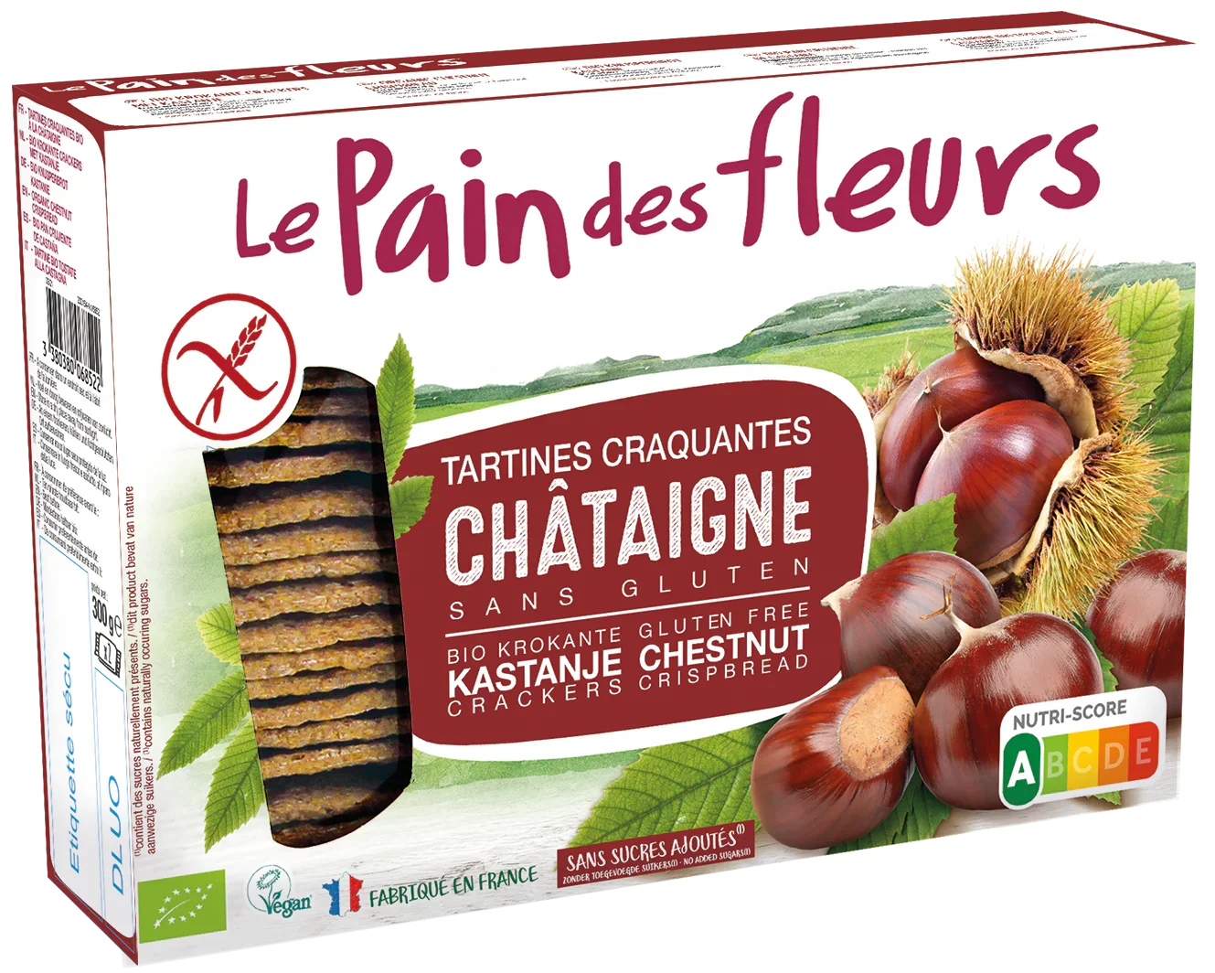 Pain Des Fleurs Krokante crackers kastanje glutenvrij bio 300 Gram