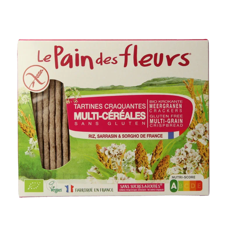 Pain Des Fleurs Krokante crackers meergranen glutenvrij bio 150 Gram