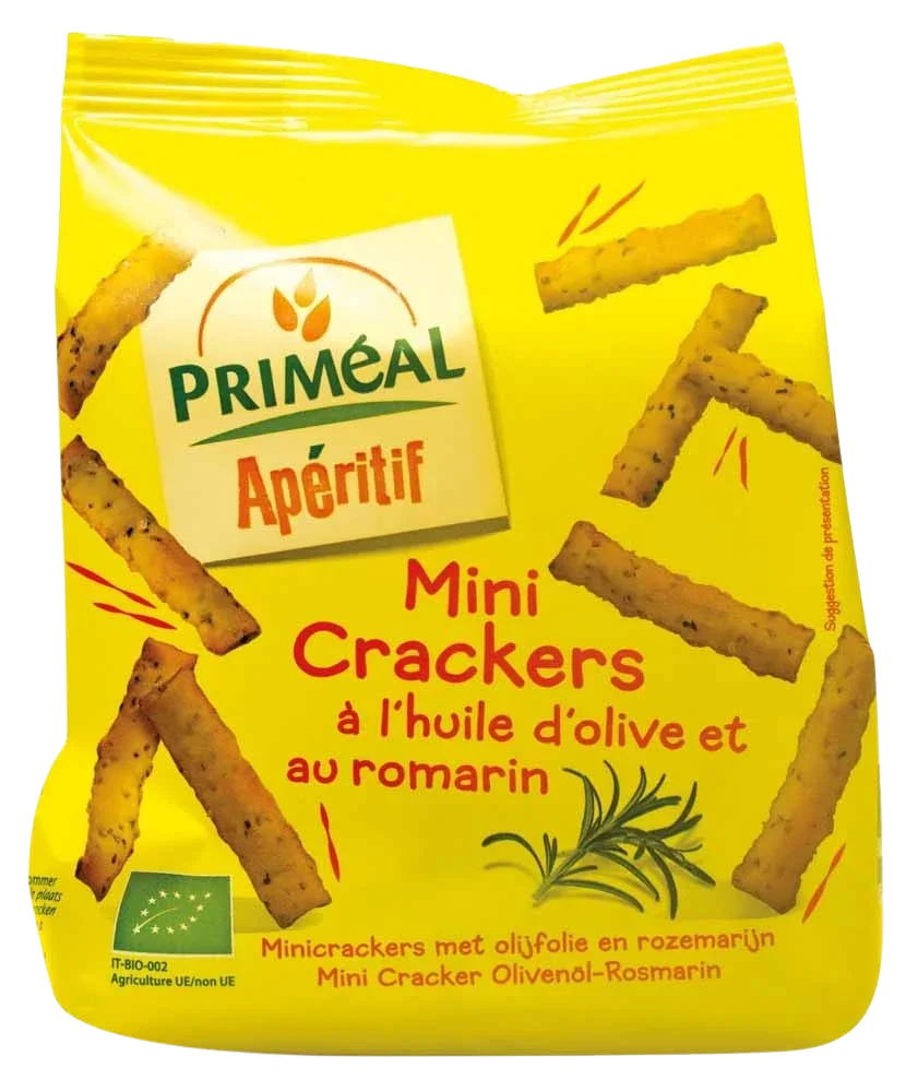 Primeal Aperitive mini crackers olijf rozemarijn bio 100 Gram