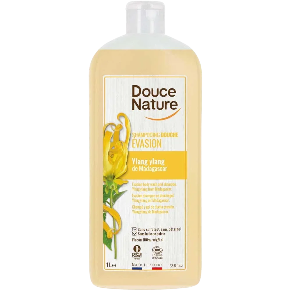 Douce Nature Douchegel & shampoo ylang ylang ontspannend bio 1 Liter