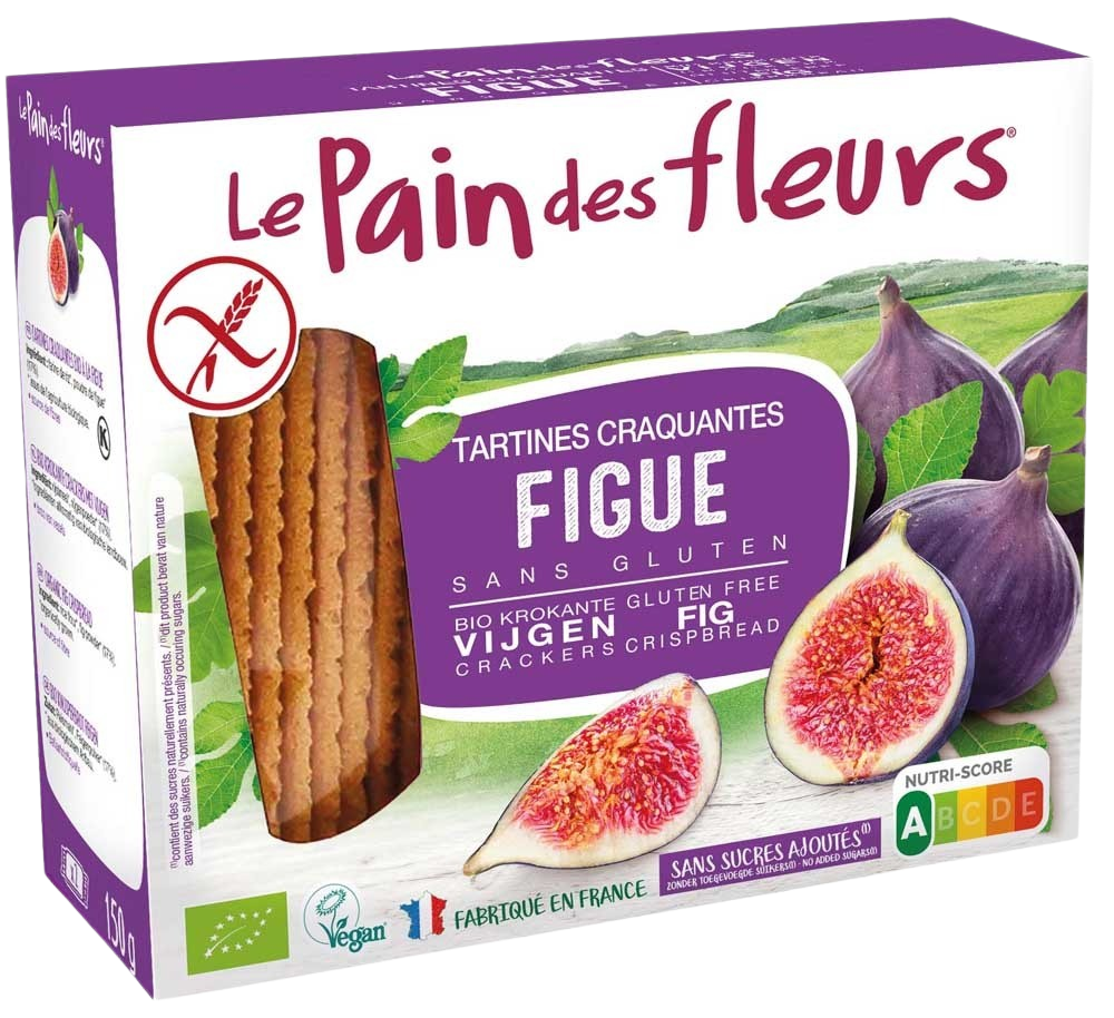 Pain Des Fleurs Krokante crackers vijgen glutenvrij bio 150 Gram