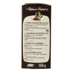 Pain Des Fleurs Krokante crackers cacao glutenvrij bio 160.00 Gram