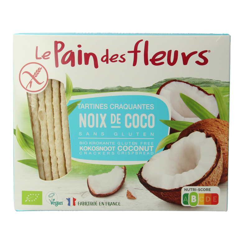 Pain Des Fleurs Krokante crackers kokos glutenvrij bio 150.00 Gram