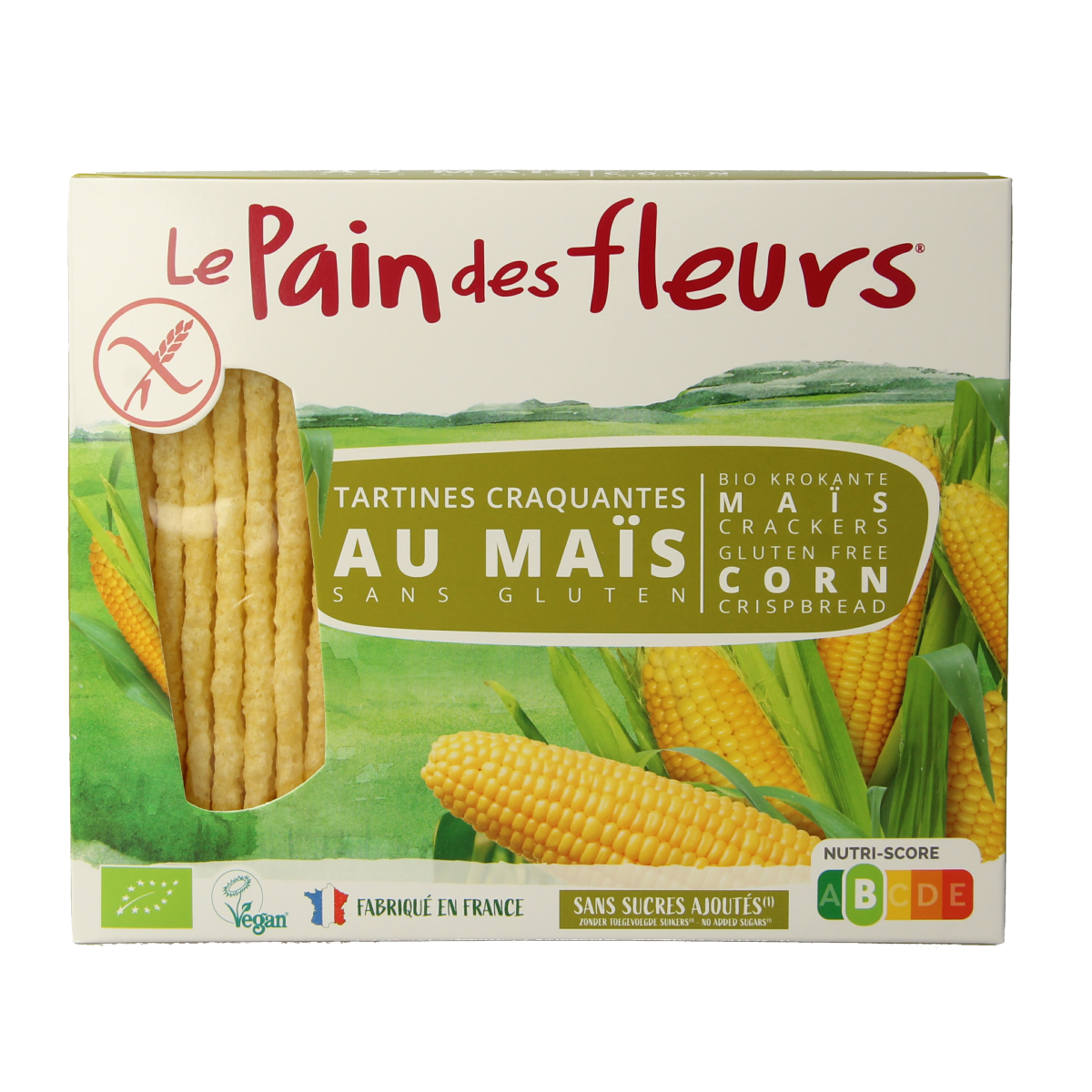 Pain Des Fleurs Krokante crackers mais glutenvrij bio 150.00 Gram