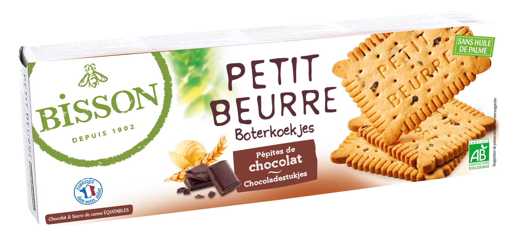 Bisson Biscuitjes met stukjes chocola petit beurre bio 150.00 Gram