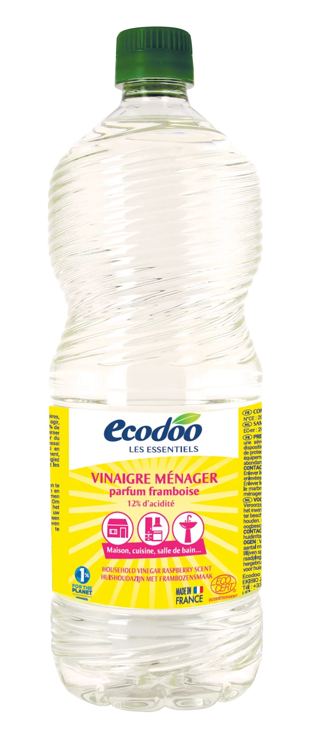 Ecodoo Witte alcoholazijn met frambozengeur bio 1 Liter