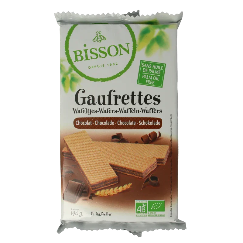 Bisson Chocolade wafels gaufrettes bio 190 Gram