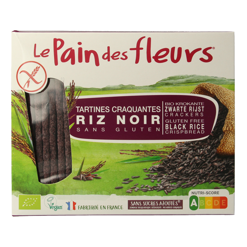 Pain Des Fleurs Krokante crackers zwarte rijst glutenvrij bio 150 Gram