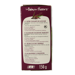 Pain Des Fleurs Krokante crackers zwarte rijst glutenvrij bio 150 Gram