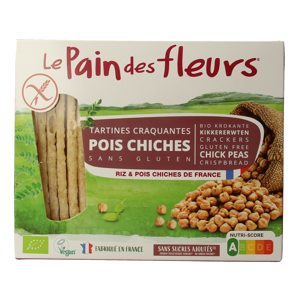 Pain Des Fleurs Krokante crackers kikkererwten glutenvrij bio 150.00 Gram
