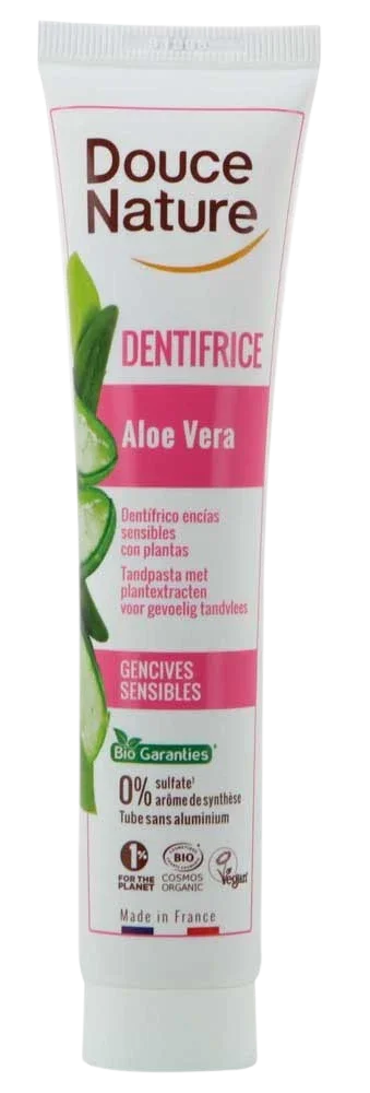 Douce Nature Tandpasta aloe vera voor gevoelig tandvlees bio 75 Milliliter