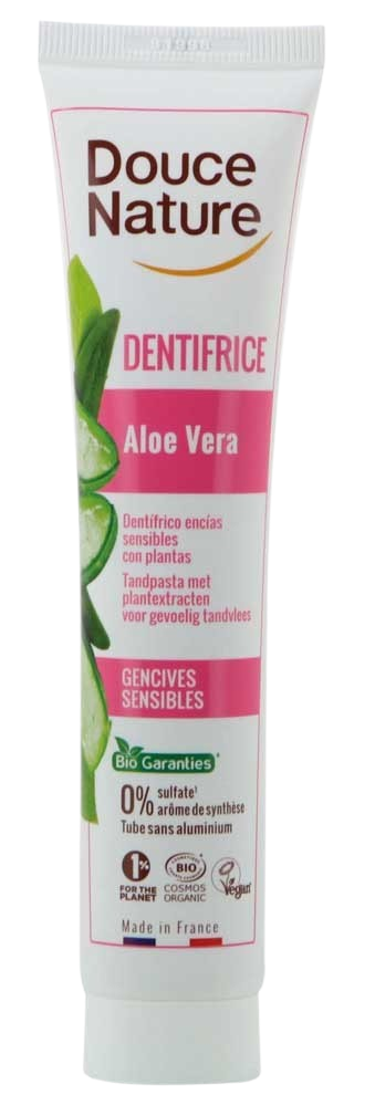 Douce Nature Tandpasta aloe vera voor gevoelig tandvlees bio 75 Milliliter