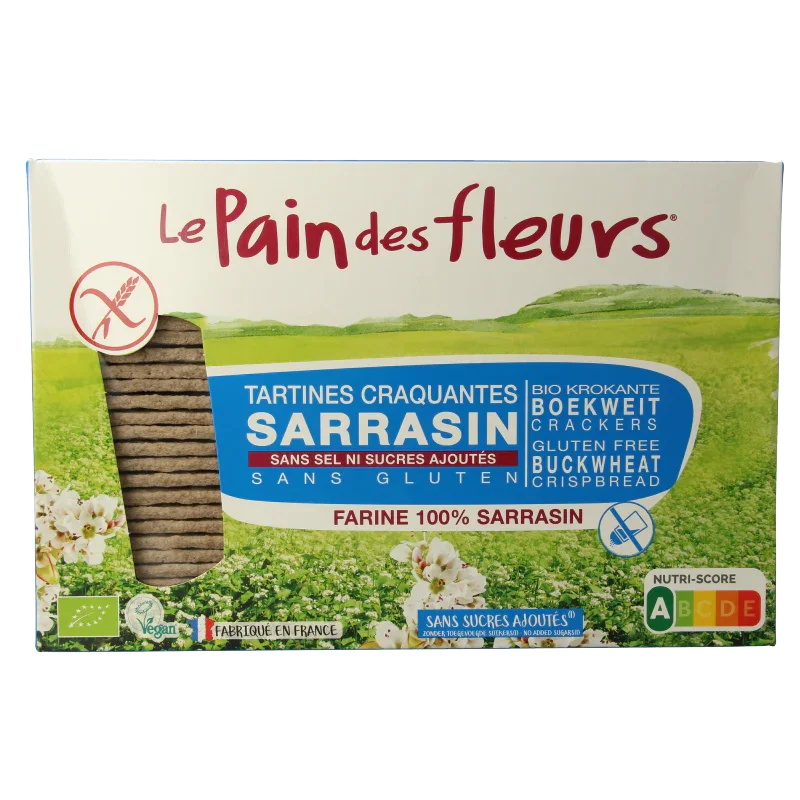 Pain Des Fleurs Boekweitcrackers zonder zout bio 300 Gram