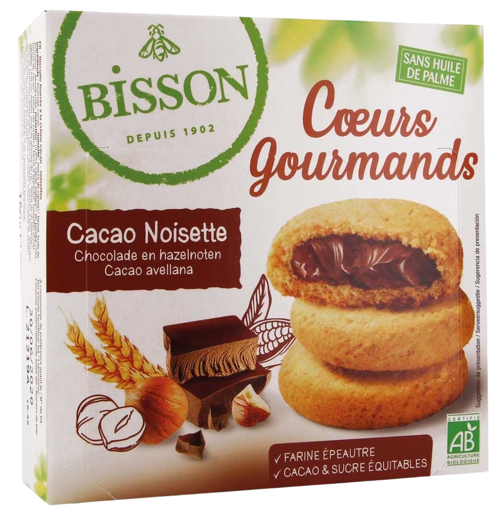 Bisson Gevulde koekjes hazelnoot choco bio 180.00 Gram