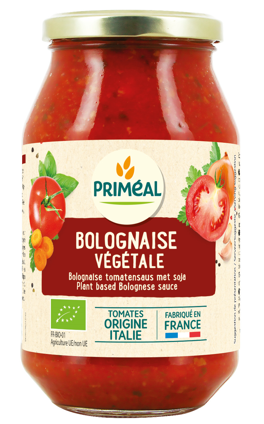 Primeal Bolognese tomatensaus vegetarisch bio 510 Gram