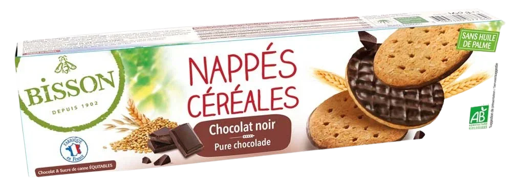 Bisson Pure chocolade frosted granenkoekjes bio 120.00 Gram