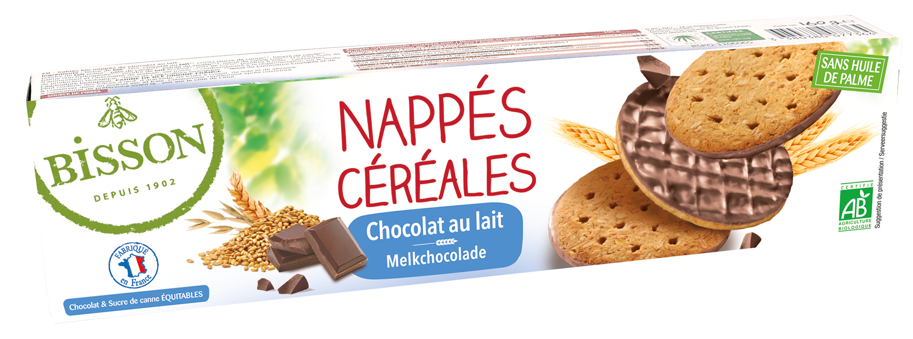 Bisson Melk chocolade frosted granenkoekjes bio 140.00 Gram