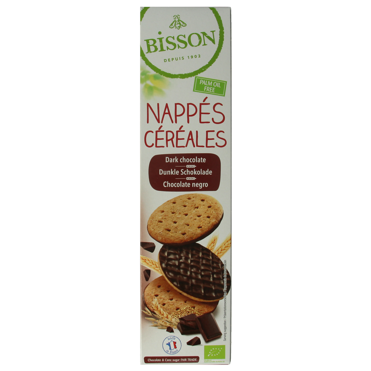 Bisson Pure chocolade frosted granenkoekjes bio 140.00 Gram