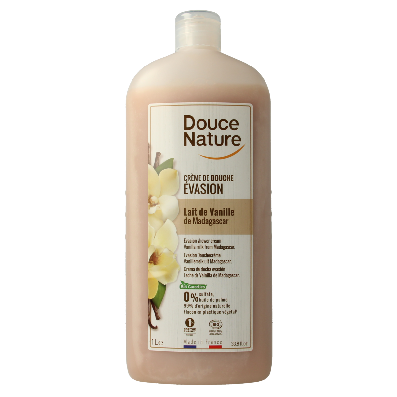 Douce Nature Douchecreme evasion vanillemelk uit Madagaskar bio 1.00 Liter