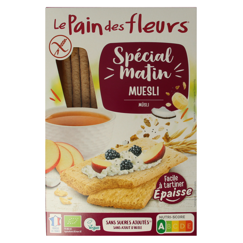 Pain Des Fleurs Special matin muesli ontbijtcrackers bio 230 Gram