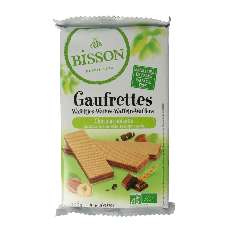 Bisson Wafels choco hazelnoot bio 200.00 Gram