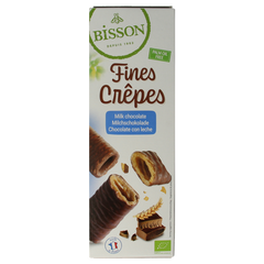 Bisson Krokante wafelrolletjes met melkchocolade bio 90 Gram